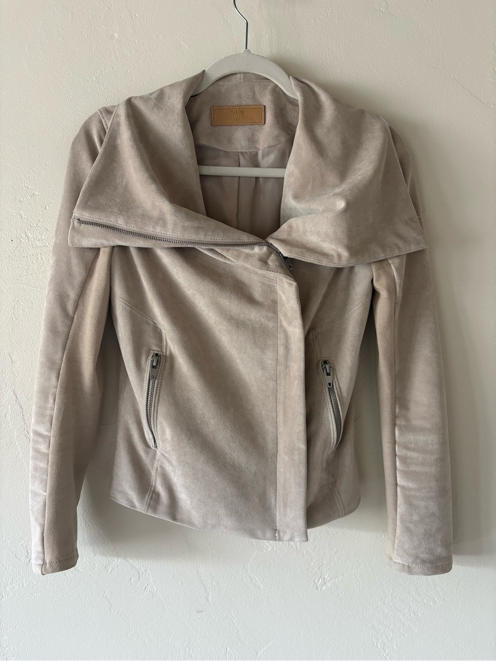 Sl8 Moto Jacket Faux Suede Beige Like New Size XS